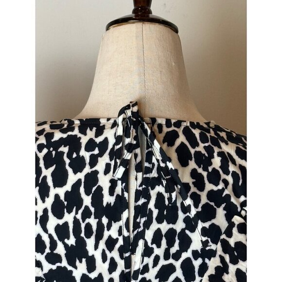 Sandy Liang Dress Women XXS Black White Cotton Leopard Print Ruffle Midi NWT - Picture 10 of 15